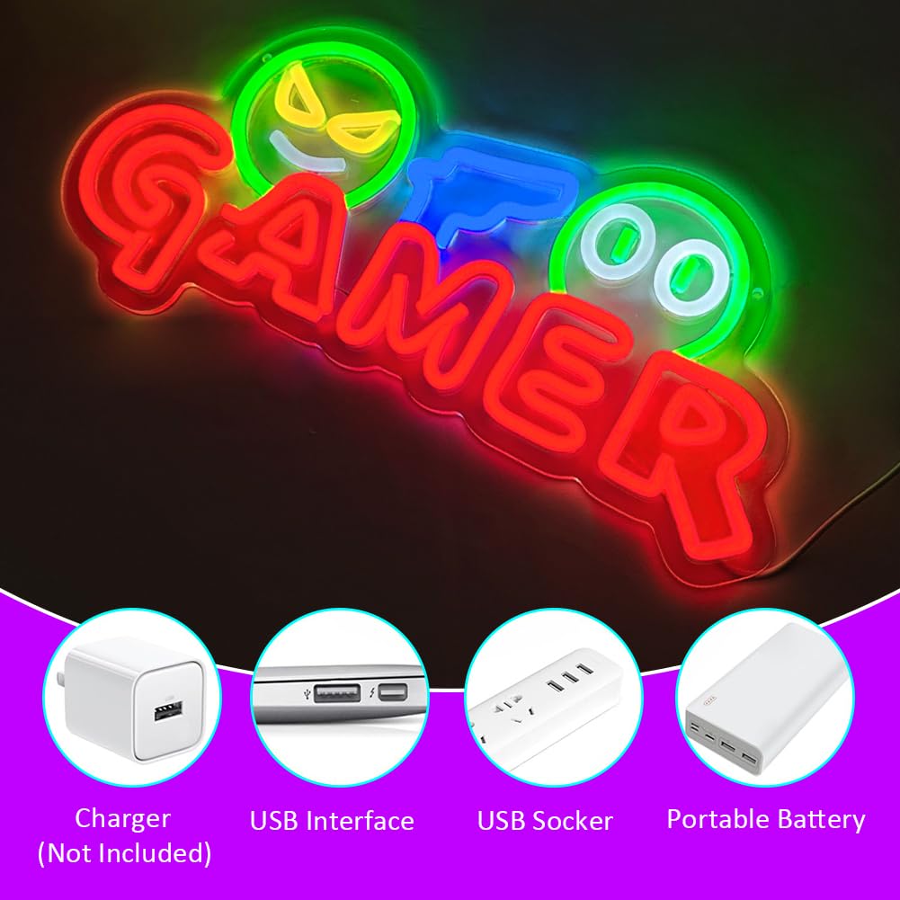 Gamer Neon Sign LED Wall Light - Party Games Christmas 评论和价格