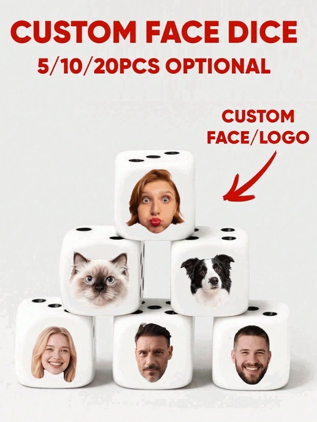 Custom Face Dice Personalized  - Party Games Christmas 评论和价格