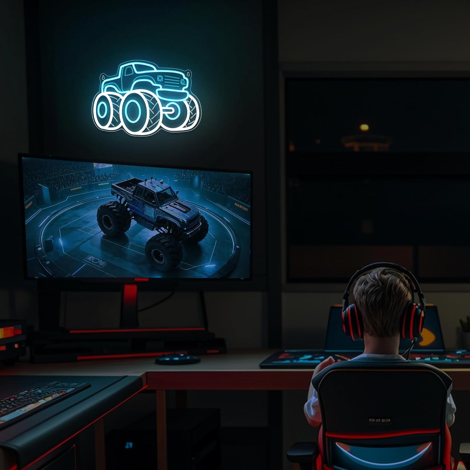 Truck Neon Sign USB Dimmable L - Party Games Shop 评论和价格