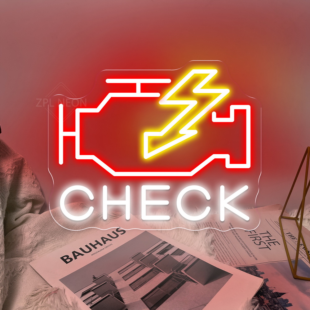 Check Engine Neon Sign Led Lig - Party Games Shop 评论和价格