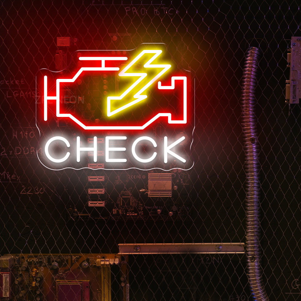 Check Engine Neon Sign Led Lig - Party Games Shop 评论和价格
